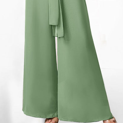 Sage Green Sleeveless Halter Jumpsuit | High Waist Wide Leg Summer Outfit  | noémi