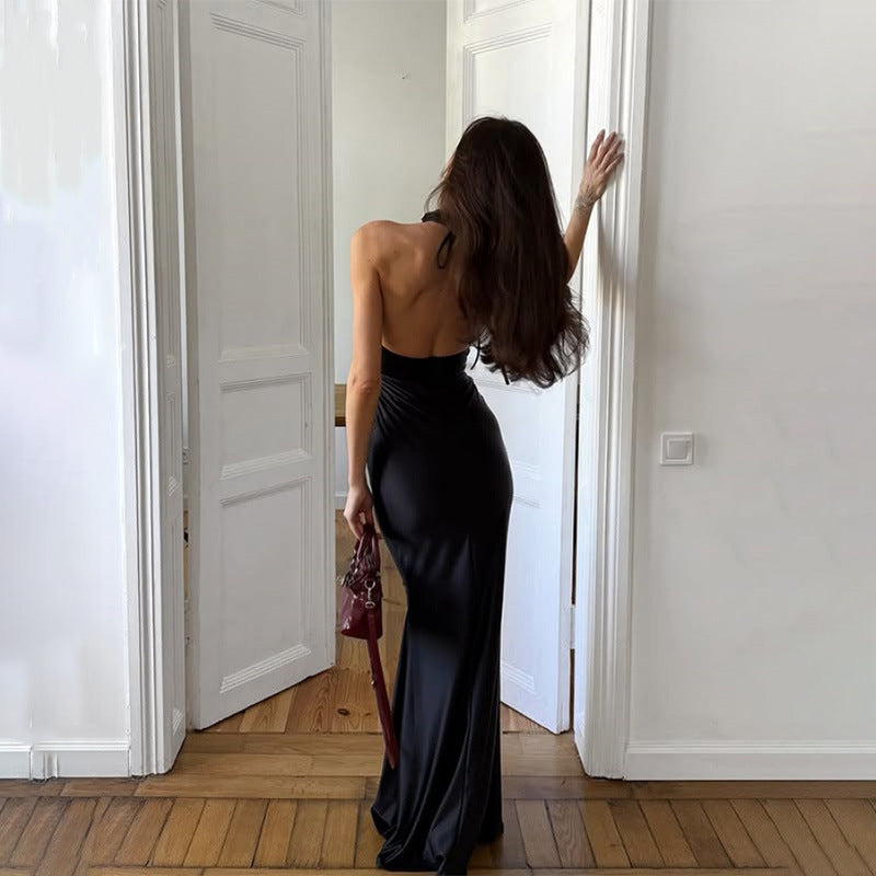 Womens Slim Fit Halter Waist Sheath Maxi Dress | noémi