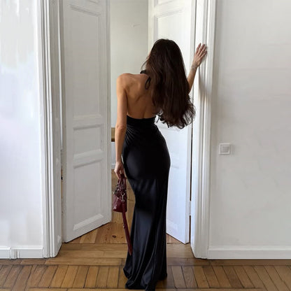 Womens Slim Fit Halter Waist Sheath Maxi Dress | noémi