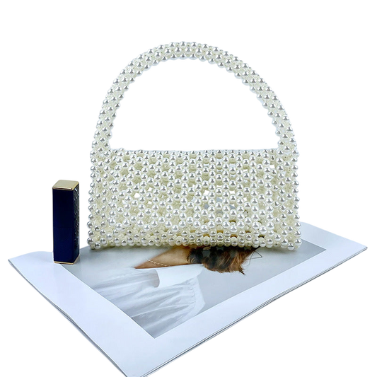 Triangle Beaded Shoulder Bag – Handmade Cutout Design, White, One Size | noémi
