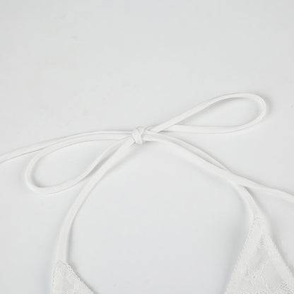 Halter Lace Cutout Bra Camisole | Faux Two Piece Hollow Out Waist Strap Top | noémi