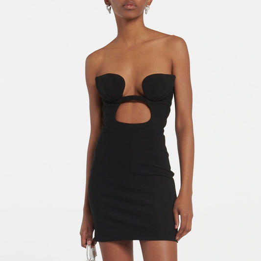 Hollow Cutout Ring Detail Bandage Mini Dress | noémi