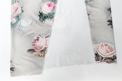 Satin Floral Maxi Dress | Cowl Neck with High Slit Dress | noémi