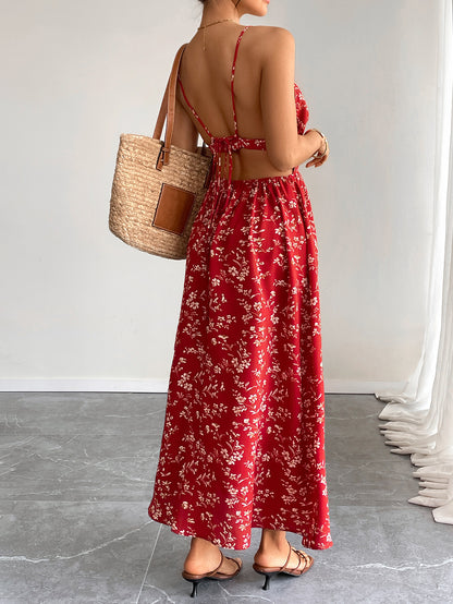 Retro V Neck Floral Maxi Dress | Slim Fit Womens Dress | noémi