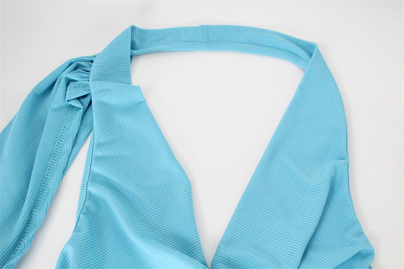 Halter Swing Dress for Women | Slim Fit High Grade Fabric Ribbon Detail | noémi