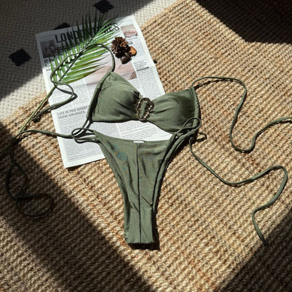 Solid Color Nylon Light Halter Women Bikini Swimsuit | noémi