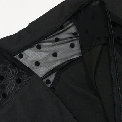 Mesh Long Sleeve Patchwork Dress | Slim Fit, Waist Enhancing, High Slit Formal Gown for Women | noémi