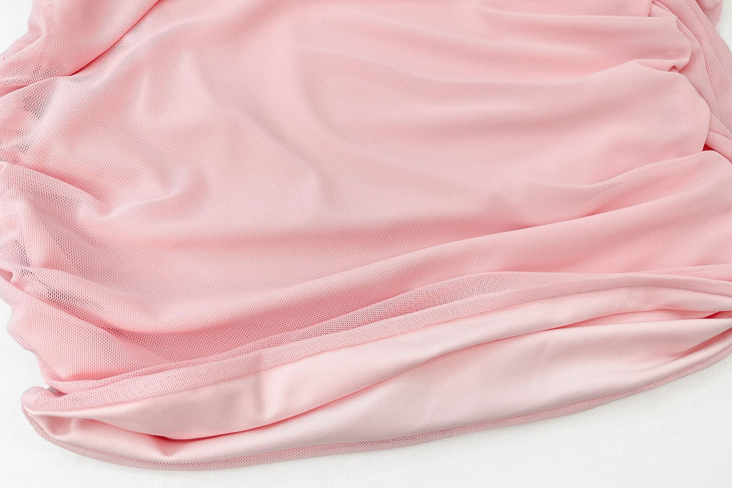 Halter Mini Dress | Ruched Mesh Bodycon in Blush Pink | noémi