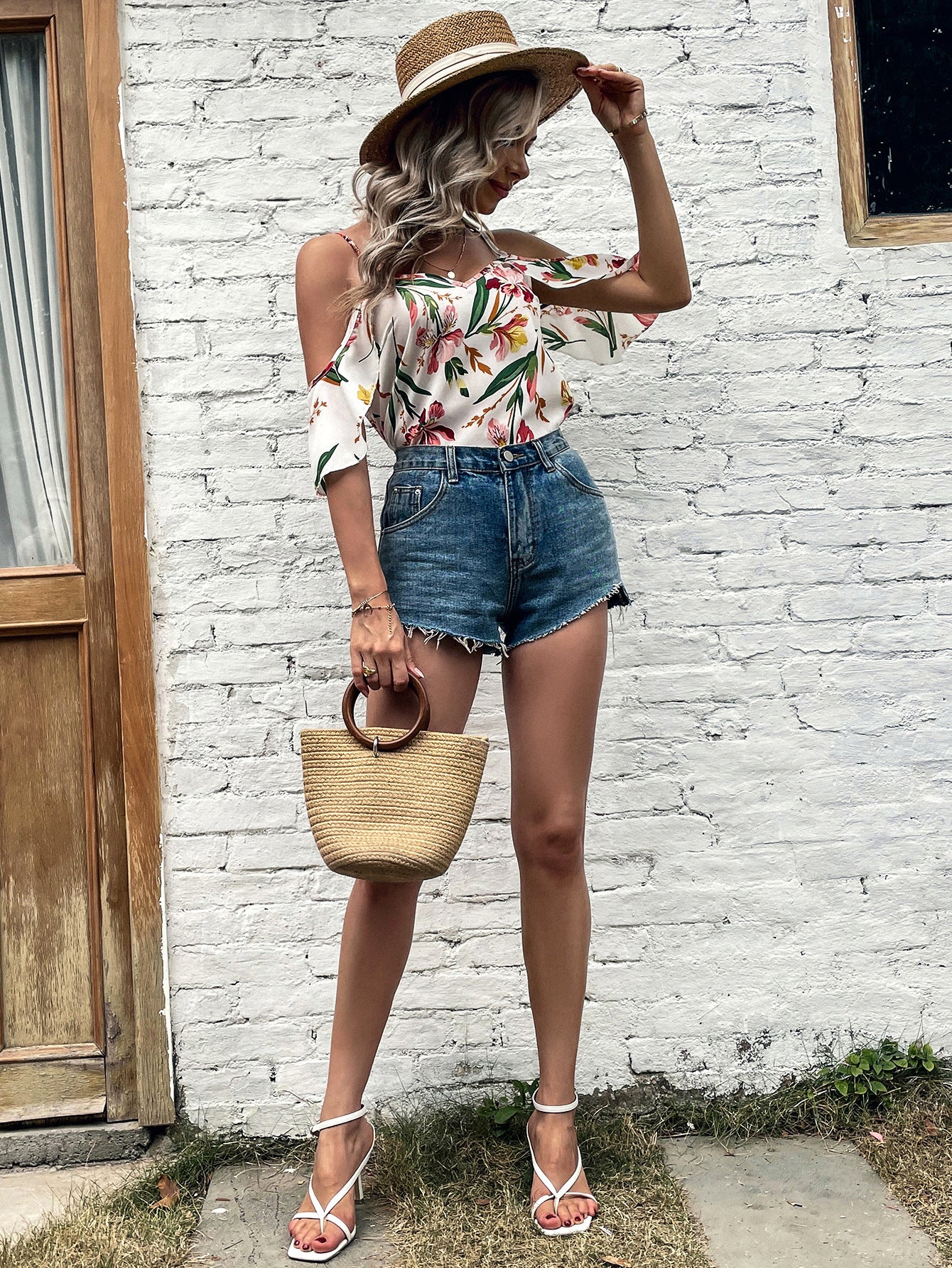 Womens Strapless Print Suspenders Shirt | noémi