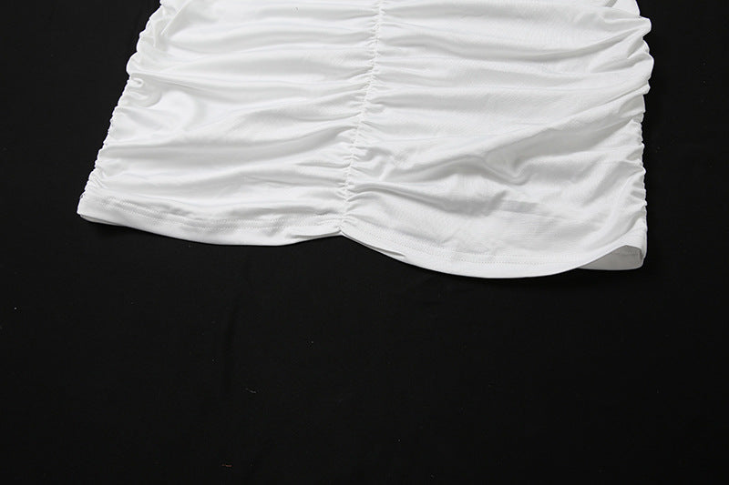 Womens VNeck Pleated Bodycon Dress | Slim Fit, Hip Accentuating, Solid Color | noémi `