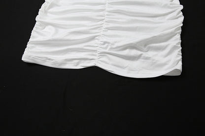 Womens VNeck Pleated Bodycon Dress | Slim Fit, Hip Accentuating, Solid Color | noémi `