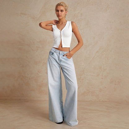Summer Sleeveless V Neck Crop Top | noémi