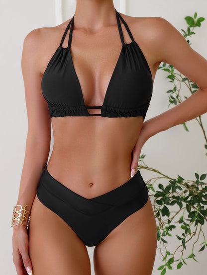 Solid Color Backless Tie Bikini Two Piece Swimsuit for Women | noémi