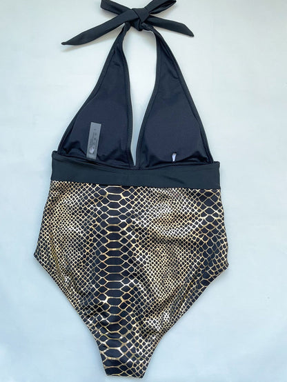 Womens Deep V Plunge Backless One Piece High Stretch Tie Detail | noémi