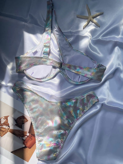 Womens Strappy Cutout Bikini Set | Underwire Top High Cut Bottoms