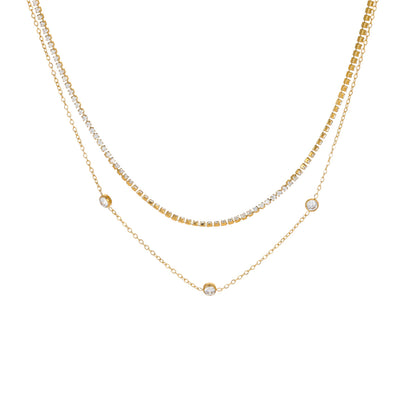 Womens Twin Layer Zircon Necklace | Titanium Steel, Non Fading | noémi