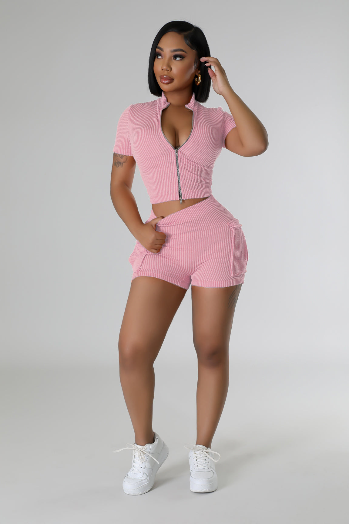 Womens Zip Up Suit | Two Way Zipper Bodycon Fit | noémi