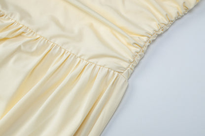 Womens Off Shoulder Pleated Tube Dress with Side Slit | noémi