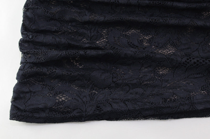 Lace Sheath Dress with Diagonal Neckline | noémi