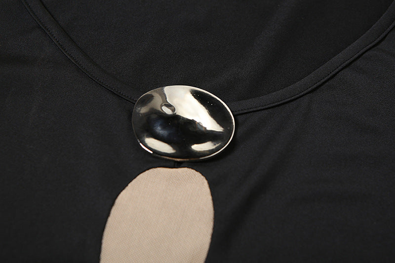 Mesh Patchwork V Neck Sheath Dress with Split Long Sleeves | noémi