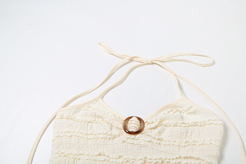 Womens Lace Up V Neck Halter Dress | noémi