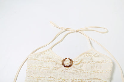 Womens Lace Up V Neck Halter Dress | noémi