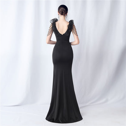 Womens Long Luxe Organza Satin Dress | noémi