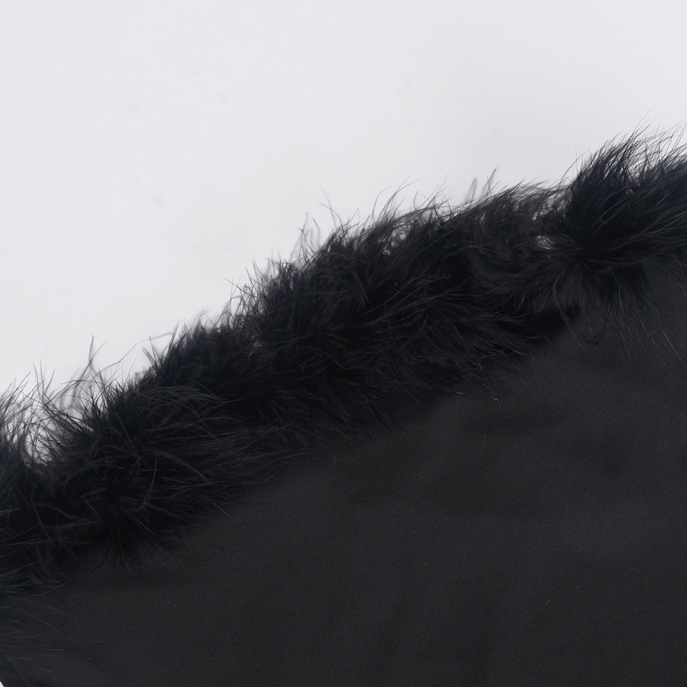 Strapless Fur Collar Cutout Backless Hip Dress Fit | noémi