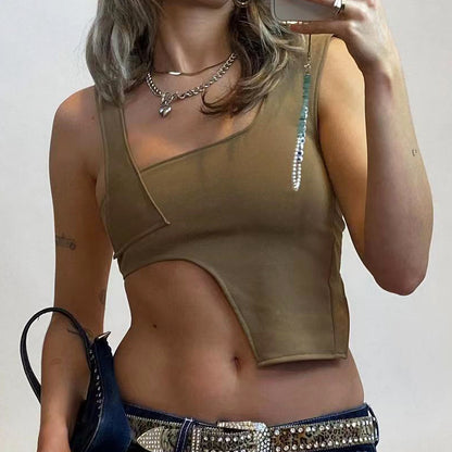 Patchwork Slim Fit Strap Vest Top | noémi