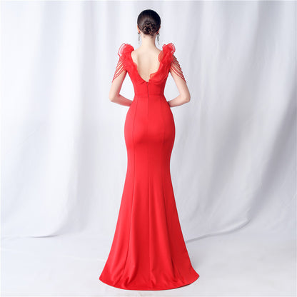 Womens Long Luxe Organza Satin Dress | noémi