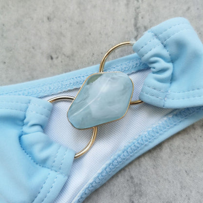 Three Strap Low Waist Backless Split Bikini in Solid Color for Women | noémi