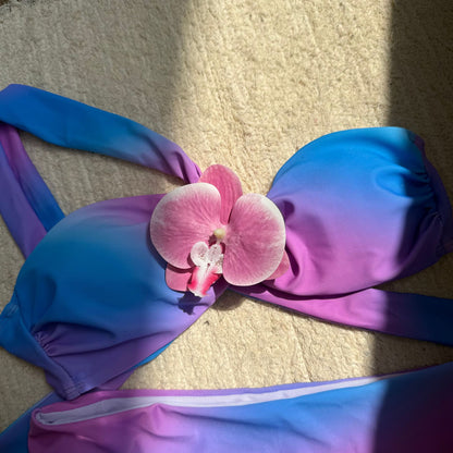 Gradient Print Corsage High Waist Split Bikini Swimwear for Women | noémi