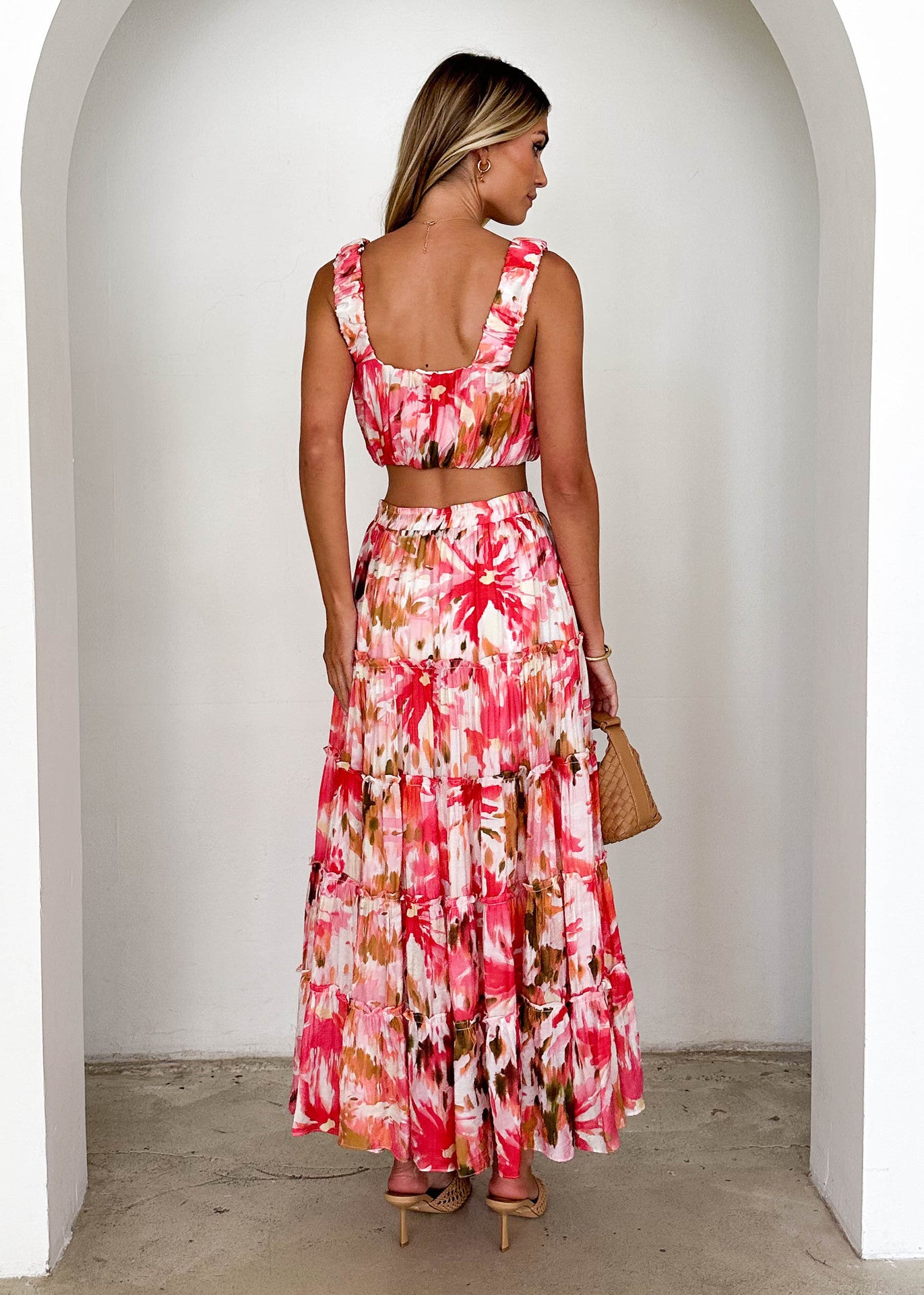 Floral Corset Two Piece Set | Spaghetti Strap Top & High Waist Skirt | noémi