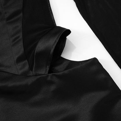 Mesh Patchwork Turtleneck Dress with Cutout Details and Slim Fit | noémi