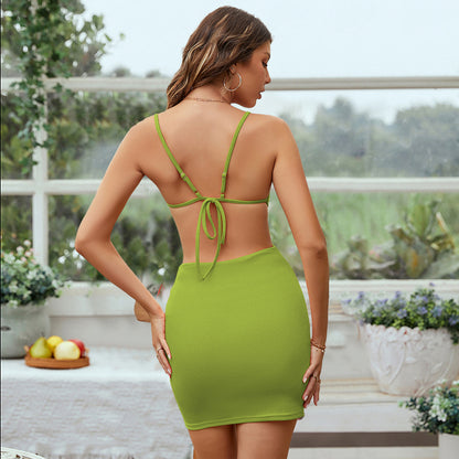 Cutout Bodycon Mini Dress | Sleeveless Backless Ruched Dress | noémi