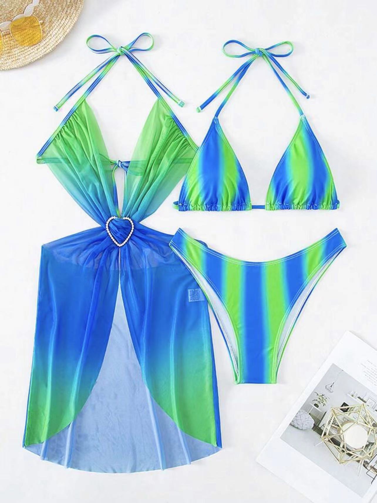 Striped Tulle Skirt Three Piece Sets Swimwear Bikini | noémi