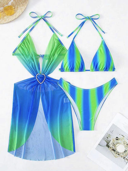 Striped Tulle Skirt Three Piece Sets Swimwear Bikini | noémi