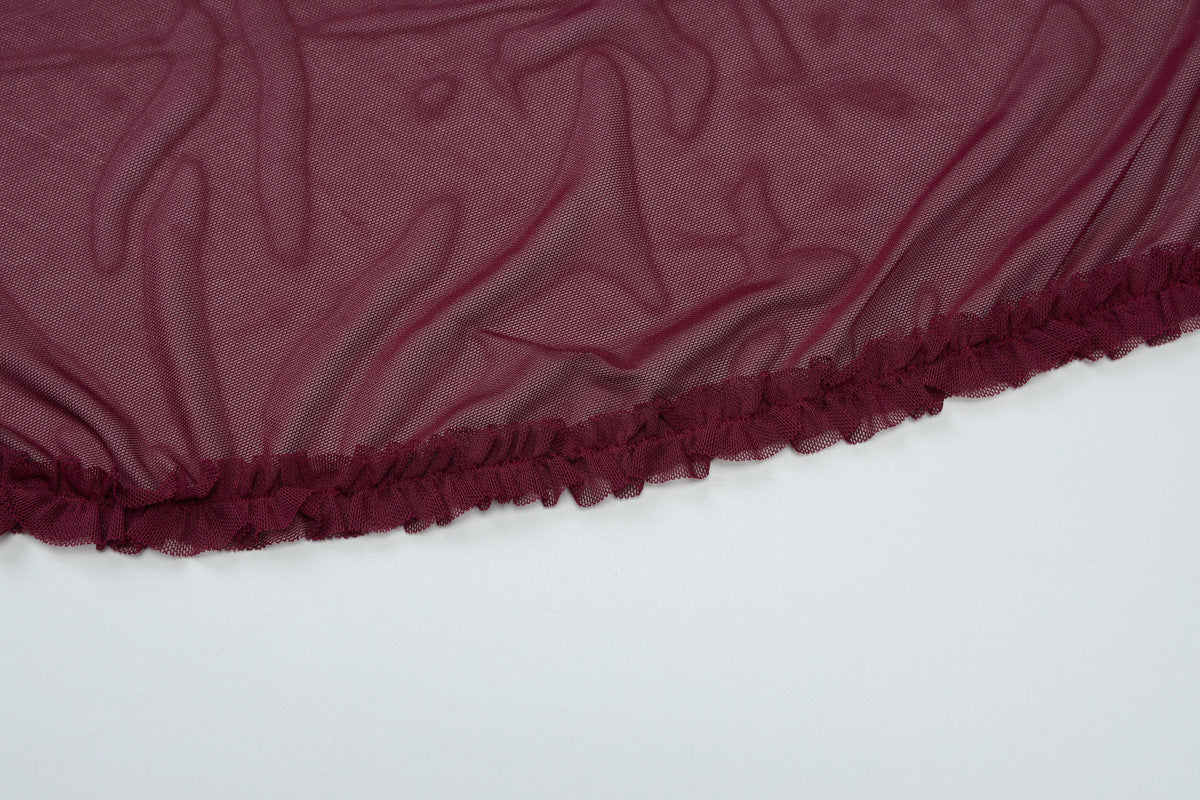 Womens Mesh Maxi Dress with V Neck Halter and Backless Design | noémi