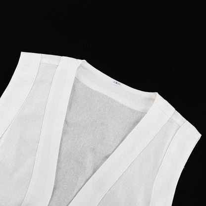 Sleeveless Waistcoat Lacing Cross Top Two Piece Set | Pantskirt | noémi