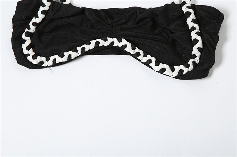 Two Piece Skirt Set | Ruffle Trim Camisole High Slit Maxi Skirt | noémi