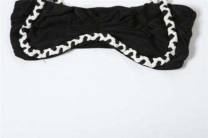 Two Piece Skirt Set | Ruffle Trim Camisole High Slit Maxi Skirt | noémi