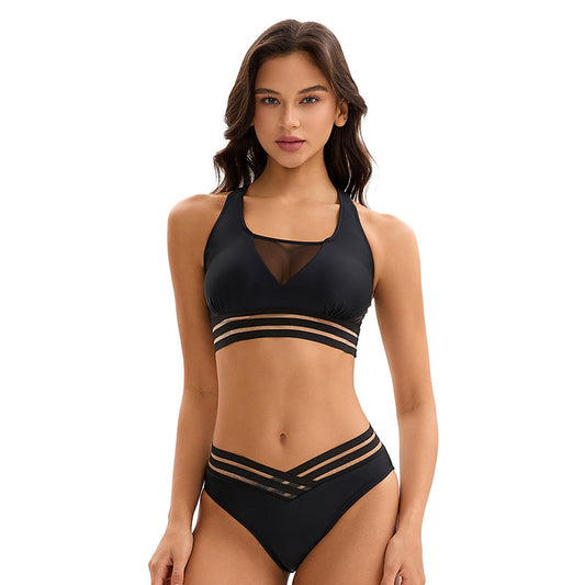 Backless Triangle Ribbon Split Bikini Swimsuit for Women | noémi