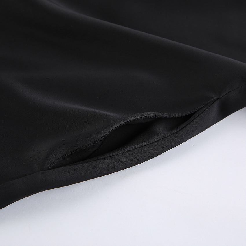 Black Satin Tube Top Dress | High Waist Loose Fit | noémi