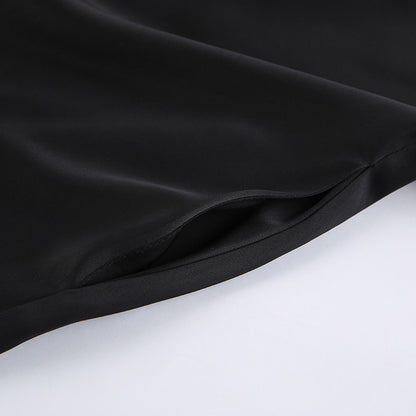 Black Satin Tube Top Dress | High Waist Loose Fit | noémi