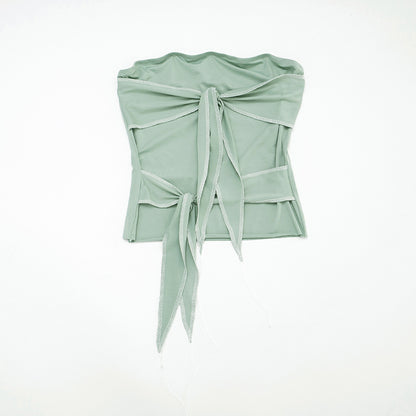 Strapless Tie Front Tube Top | Ruched Bustier in Soft Stretch Fabric | noémi