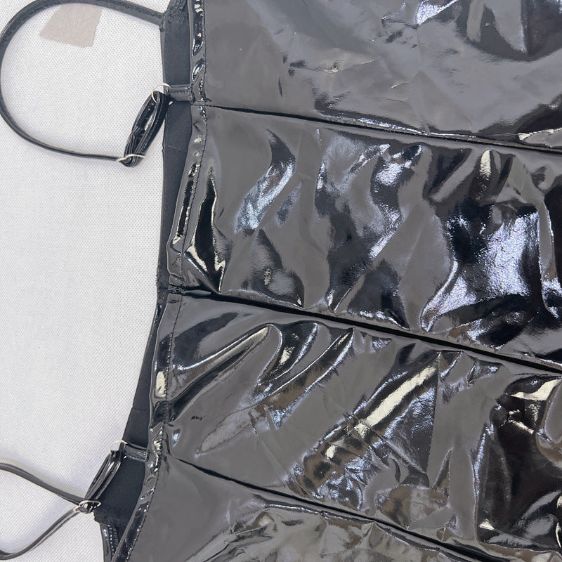 Womens Faux Leather Slim Fit Sling Dress | Chest Detail Hip Length | noémi