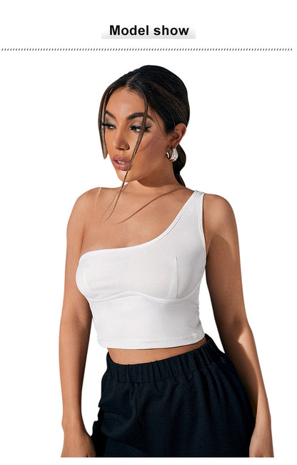 Womens One Shoulder Crop Top | Slim Fit Bare Back Vest | noémi