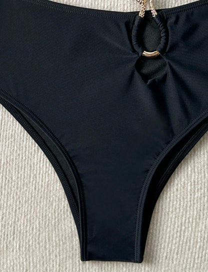 Tube Top Split Swimsuit with Solid Color Fabric Design | noémi