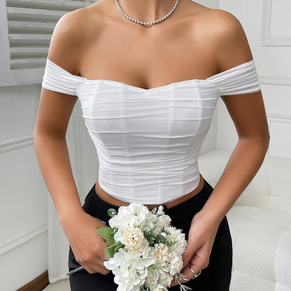 Corset Boning Bandeau Camisole with Waist Tie and Off Shoulder Sleeves | noémi