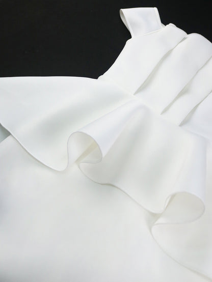 Pure White Tube Top Ruffled Dress | noémi